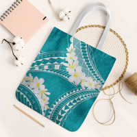 Polynesian Vintage Floral Tote Bag Teal Motifs - Polynesian Pride