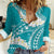 Polynesian Vintage Floral Women Casual Shirt Teal Motifs - Polynesian Pride