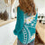 Polynesian Vintage Floral Women Casual Shirt Teal Motifs - Polynesian Pride