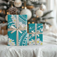 Polynesian Vintage Floral Wrapping Paper Teal Motifs