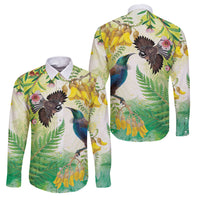 New Zealand Maori Mahuru Family Matching Summer Maxi Dress and Hawaiian Shirt Tui With Pikawakawa Spring Colors LT7 Dad's Shirt - Long Sleeve Multicolor - Polynesian Pride