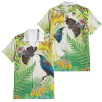 New Zealand Maori Mahuru Family Matching Tank Maxi Dress and Hawaiian Shirt Tui With Pikawakawa Spring Colors LT7 Dad's Shirt - Short Sleeve Multicolor - Polynesian Pride