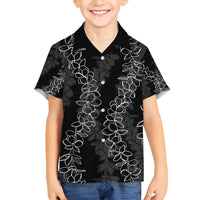 Hawaii Plumeria Lei Family Matching Long Sleeve Bodycon Dress and Hawaiian Shirt Aloha Festive Vibe LT7 Son's Shirt Black - Polynesian Pride