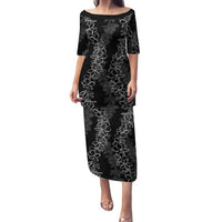 Hawaii Plumeria Lei Family Matching Puletasi and Hawaiian Shirt Aloha Festive Vibe LT7 Mom's Dress Black - Polynesian Pride