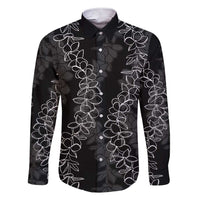 Hawaii Plumeria Lei Family Matching Short Sleeve Bodycon Dress and Hawaiian Shirt Aloha Festive Vibe LT7 Dad's Shirt - Long Sleeve Black - Polynesian Pride