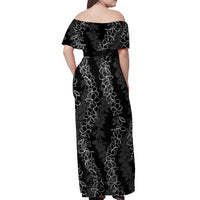 Hawaii Plumeria Lei Off Shoulder Maxi Dress Aloha Festive Vibe