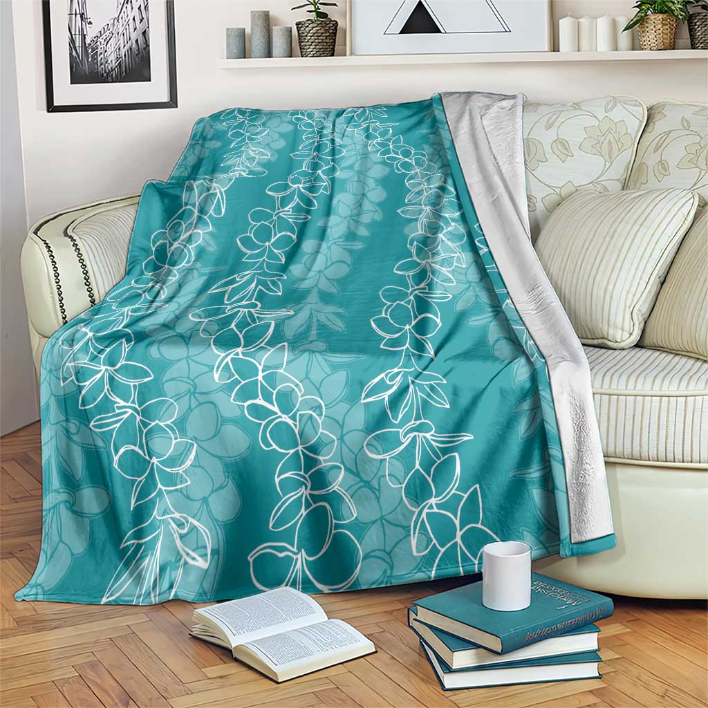 Hawaii Plumeria Lei Blanket Aloha Festive Vibe - Teal