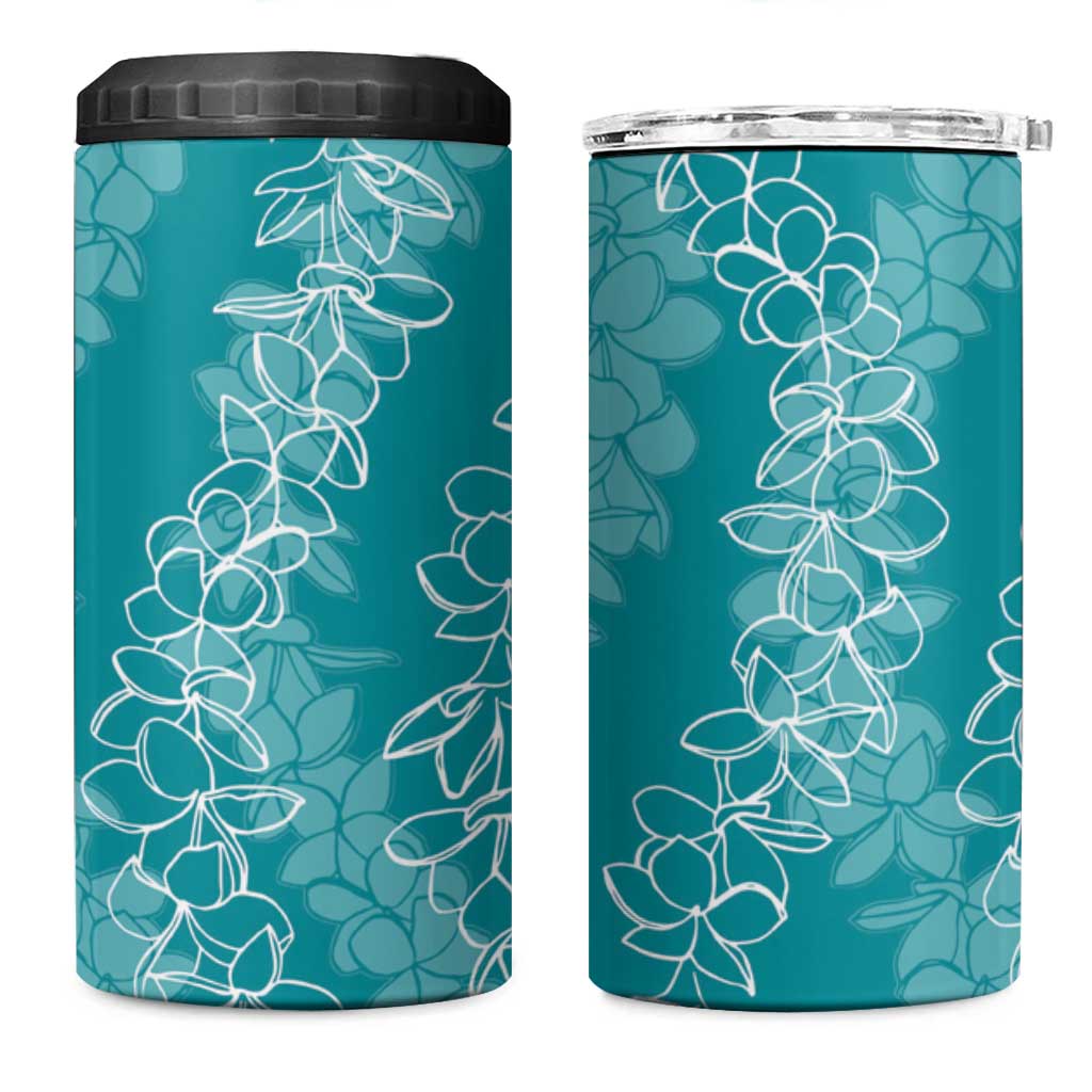 Hawaii Plumeria Lei 4 in 1 Can Cooler Tumbler Aloha Festive Vibe - Teal