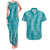 Hawaii Plumeria Lei Couples Matching Tank Maxi Dress and Hawaiian Shirt Aloha Festive Vibe - Teal