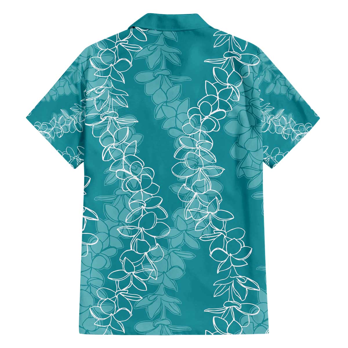Hawaii Plumeria Lei Family Matching Off Shoulder Short Dress and Hawaiian Shirt Aloha Festive Vibe - Teal