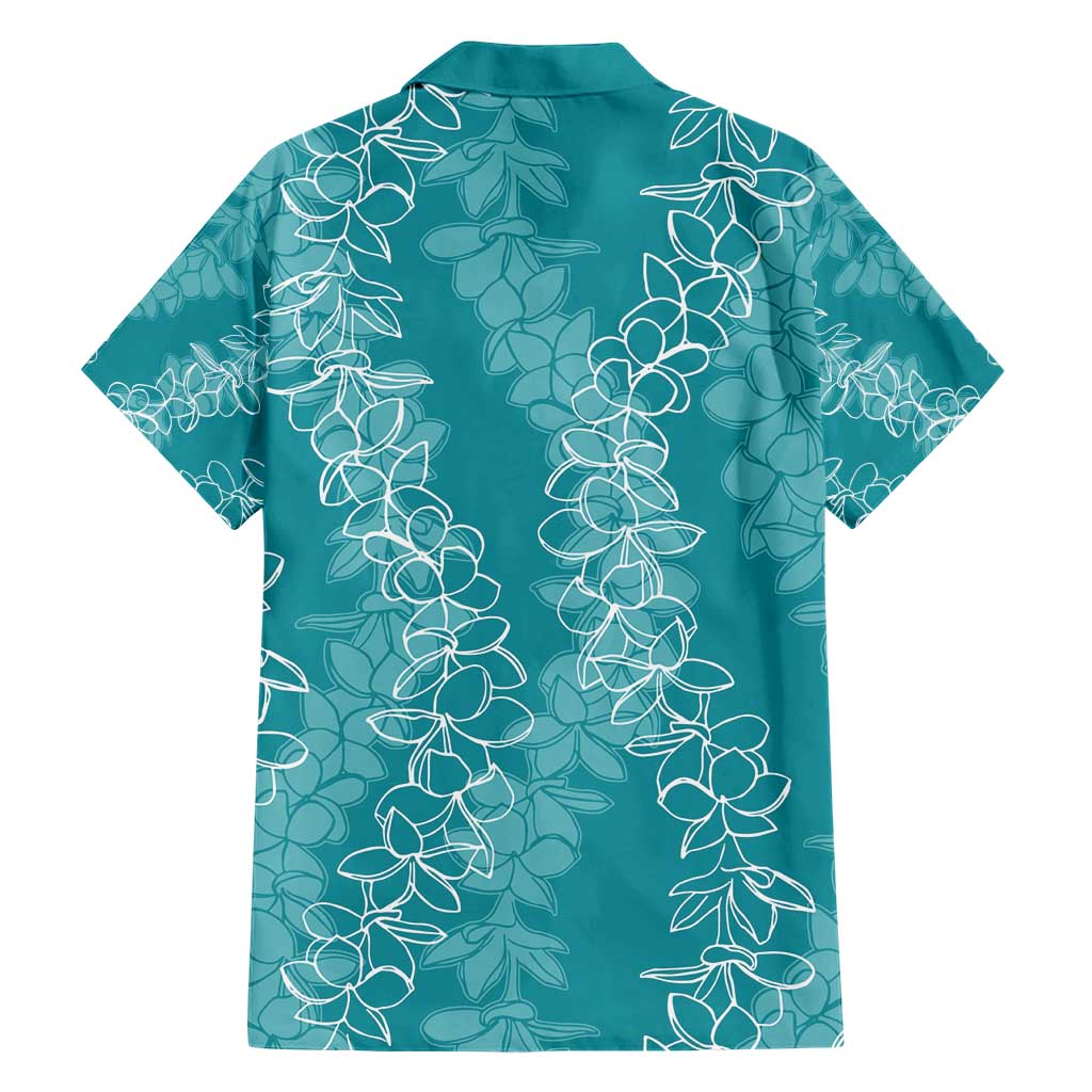 Hawaii Plumeria Lei Family Matching Short Sleeve Bodycon Dress and Hawaiian Shirt Aloha Festive Vibe - Teal LT7 - Polynesian Pride