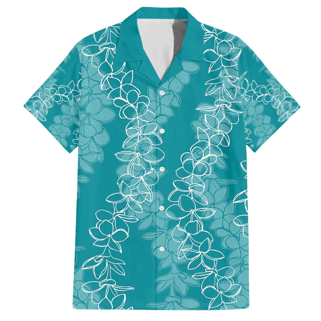 Hawaii Plumeria Lei Family Matching Tank Maxi Dress and Hawaiian Shirt Aloha Festive Vibe - Teal