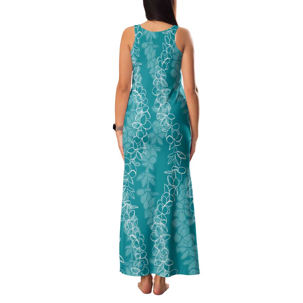 Hawaii Plumeria Lei Family Matching Tank Maxi Dress and Hawaiian Shirt Aloha Festive Vibe - Teal