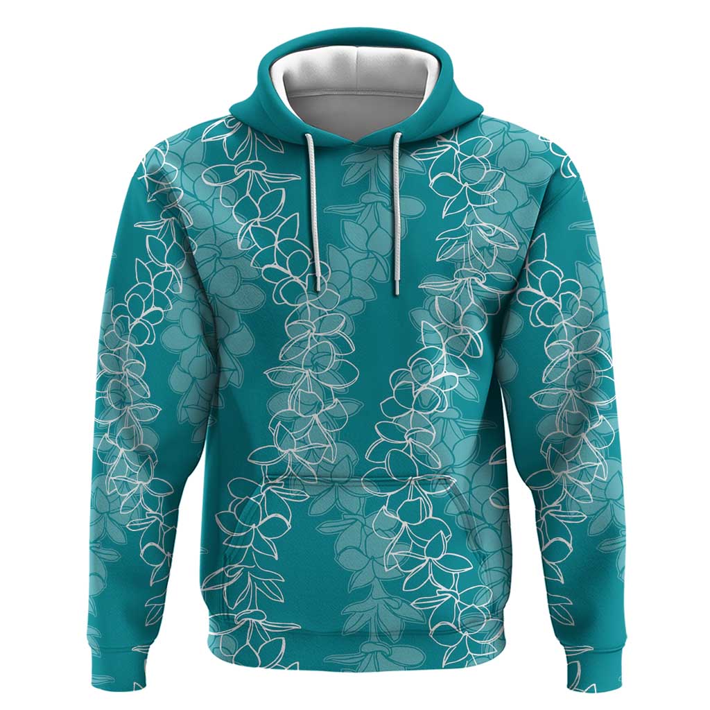 Hawaii Plumeria Lei Hoodie Aloha Festive Vibe - Teal