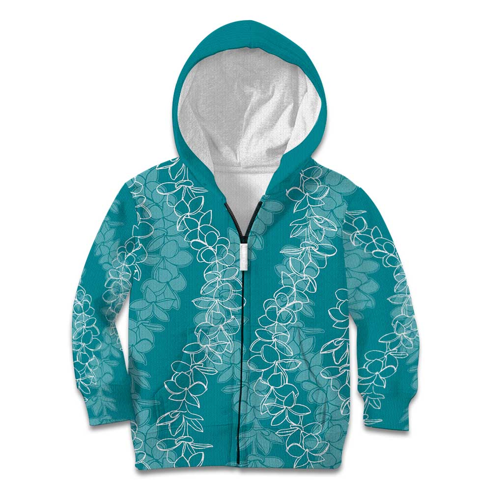 Hawaii Plumeria Lei Kid Hoodie Aloha Festive Vibe - Teal