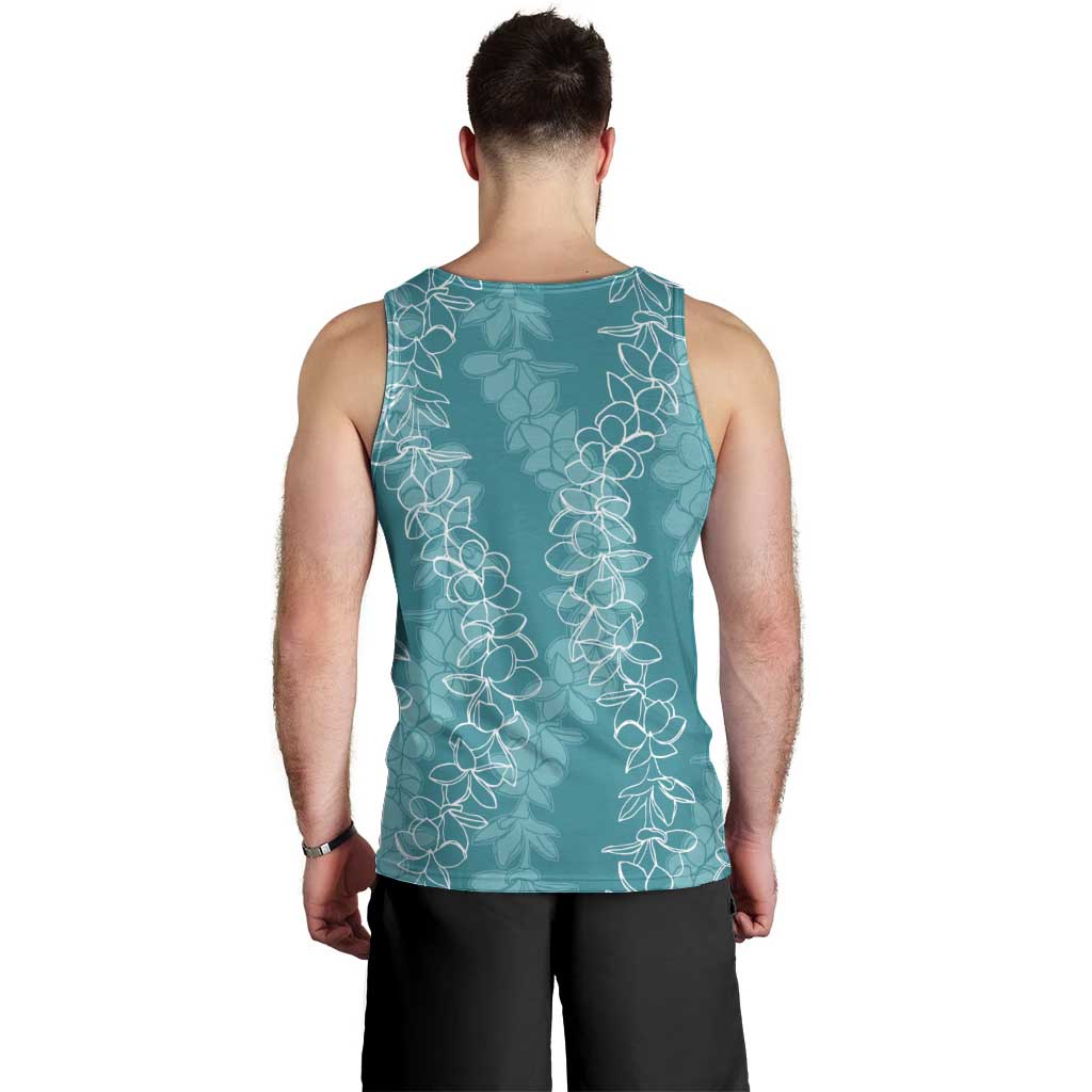 Hawaii Plumeria Lei Men Tank Top Aloha Festive Vibe - Teal