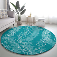 Hawaii Plumeria Lei Round Carpet Aloha Festive Vibe - Teal