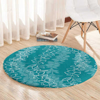 Hawaii Plumeria Lei Round Carpet Aloha Festive Vibe - Teal