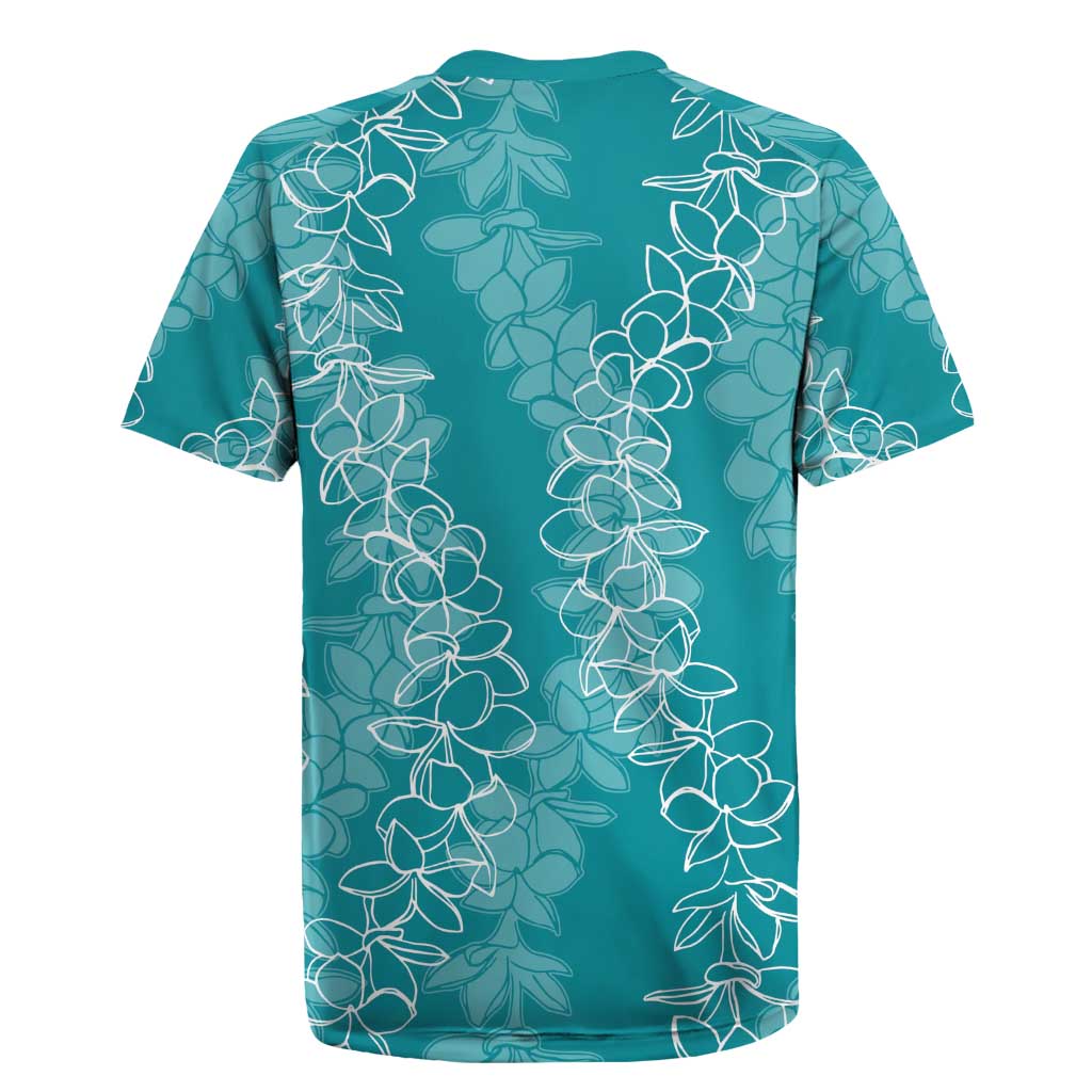 Hawaii Plumeria Lei Rugby Jersey Aloha Festive Vibe - Teal