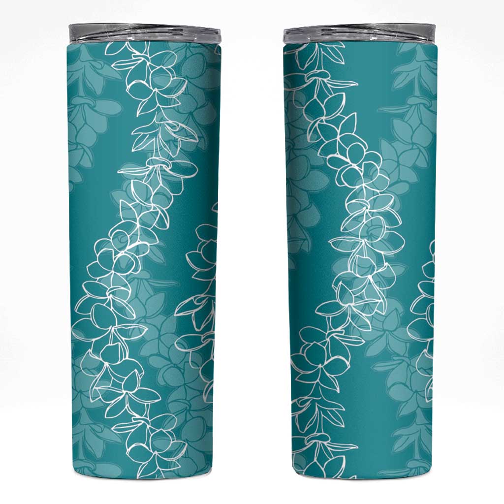 Hawaii Plumeria Lei Skinny Tumbler Aloha Festive Vibe - Teal