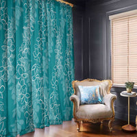Hawaii Plumeria Lei Window Curtain Aloha Festive Vibe - Teal