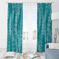 Hawaii Plumeria Lei Window Curtain Aloha Festive Vibe - Teal