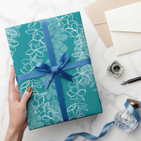 Hawaii Plumeria Lei Wrapping Paper Aloha Festive Vibe - Teal