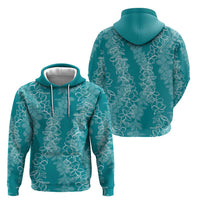 Hawaii Plumeria Lei Zip Hoodie Aloha Festive Vibe - Teal