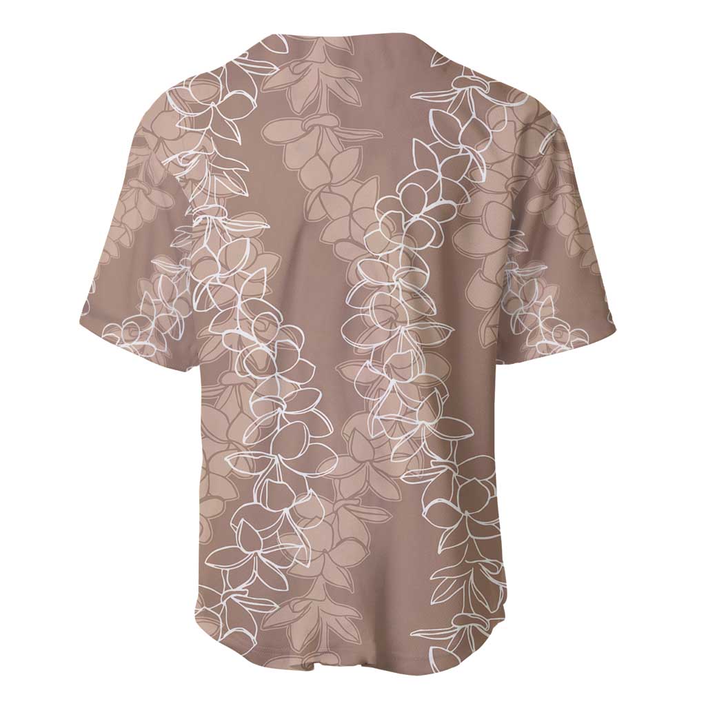 Hawaii Plumeria Lei Baseball Jersey Aloha Festive Vibe - Beige