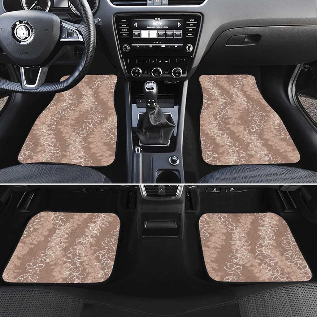 Hawaii Plumeria Lei Car Mats Aloha Festive Vibe - Beige