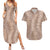 Hawaii Plumeria Lei Couples Matching Summer Maxi Dress and Hawaiian Shirt Aloha Festive Vibe - Beige