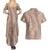 Hawaii Plumeria Lei Couples Matching Summer Maxi Dress and Hawaiian Shirt Aloha Festive Vibe - Beige