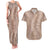 Hawaii Plumeria Lei Couples Matching Tank Maxi Dress and Hawaiian Shirt Aloha Festive Vibe - Beige