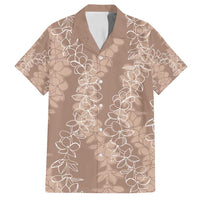 Hawaii Plumeria Lei Family Matching Long Sleeve Bodycon Dress and Hawaiian Shirt Aloha Festive Vibe - Beige LT7 Dad's Shirt - Short Sleeve Beige - Polynesian Pride