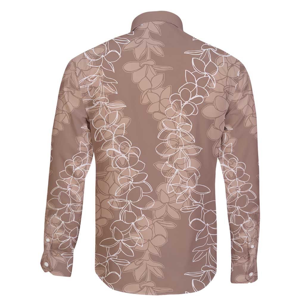 Hawaii Plumeria Lei Family Matching Long Sleeve Bodycon Dress and Hawaiian Shirt Aloha Festive Vibe - Beige LT7 - Polynesian Pride