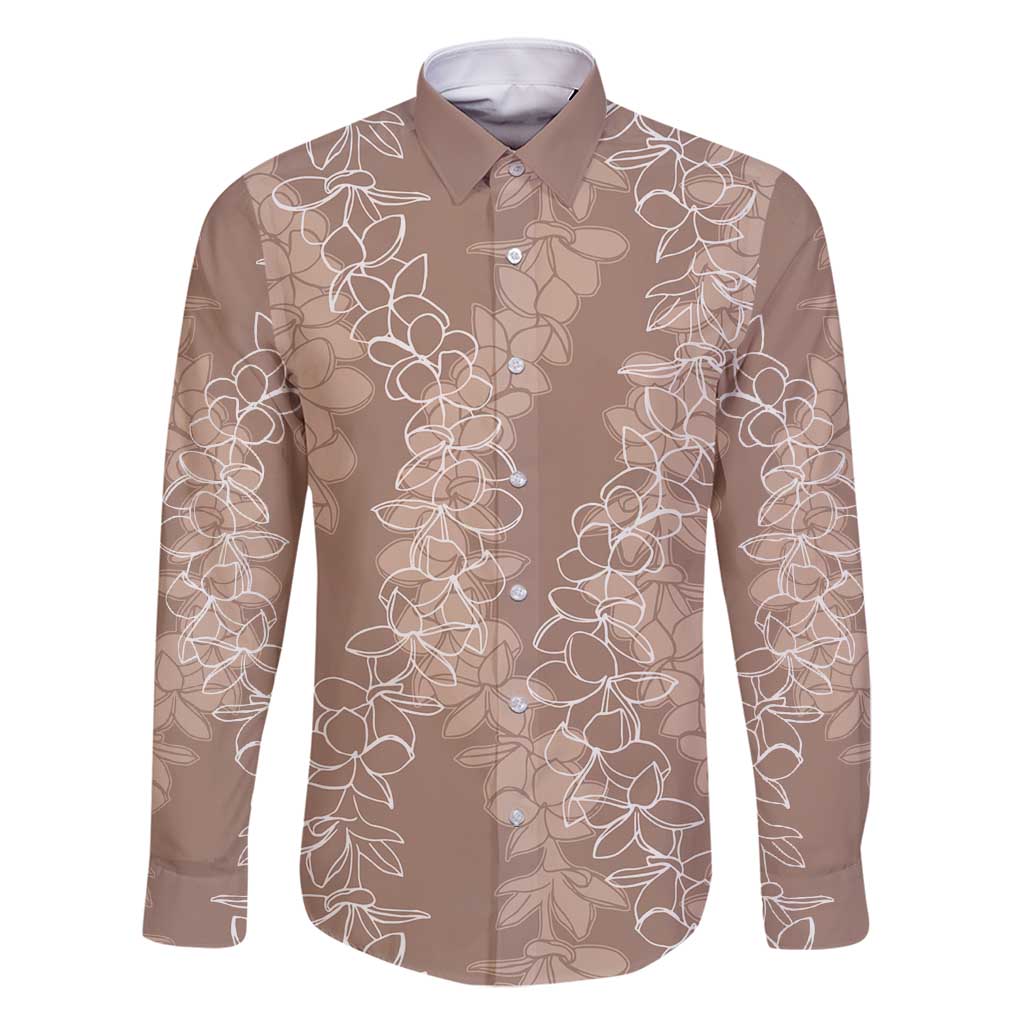 Hawaii Plumeria Lei Family Matching Mermaid Dress and Hawaiian Shirt Aloha Festive Vibe - Beige LT7 Dad's Shirt - Long Sleeve Beige - Polynesian Pride