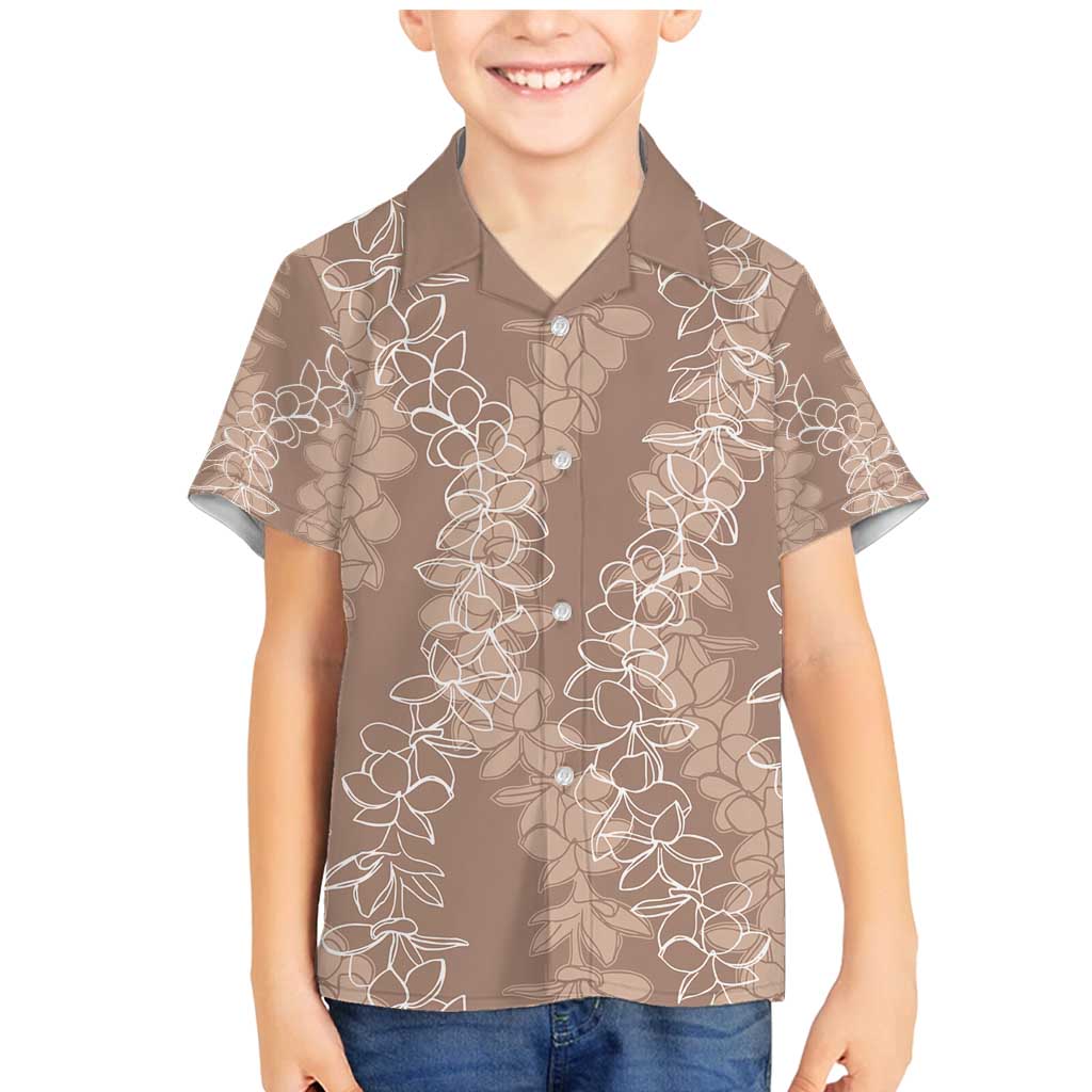 Hawaii Plumeria Lei Family Matching Mermaid Dress and Hawaiian Shirt Aloha Festive Vibe - Beige LT7 Son's Shirt Beige - Polynesian Pride