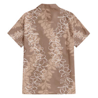 Hawaii Plumeria Lei Family Matching Off The Shoulder Long Sleeve Dress and Hawaiian Shirt Aloha Festive Vibe - Beige