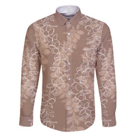 Hawaii Plumeria Lei Family Matching Puletasi and Hawaiian Shirt Aloha Festive Vibe - Beige LT7 Dad's Shirt - Long Sleeve Beige - Polynesian Pride