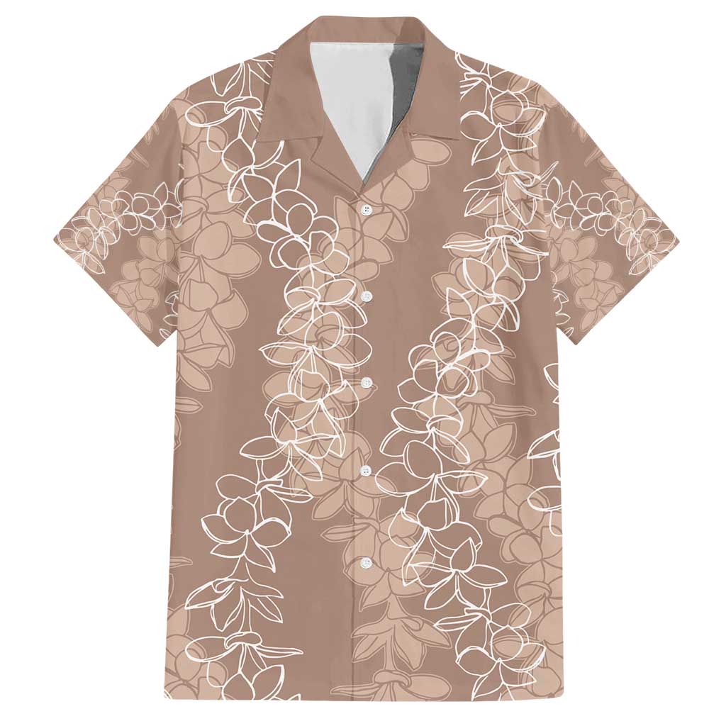 Hawaii Plumeria Lei Family Matching Short Sleeve Bodycon Dress and Hawaiian Shirt Aloha Festive Vibe - Beige LT7 Dad's Shirt - Short Sleeve Beige - Polynesian Pride
