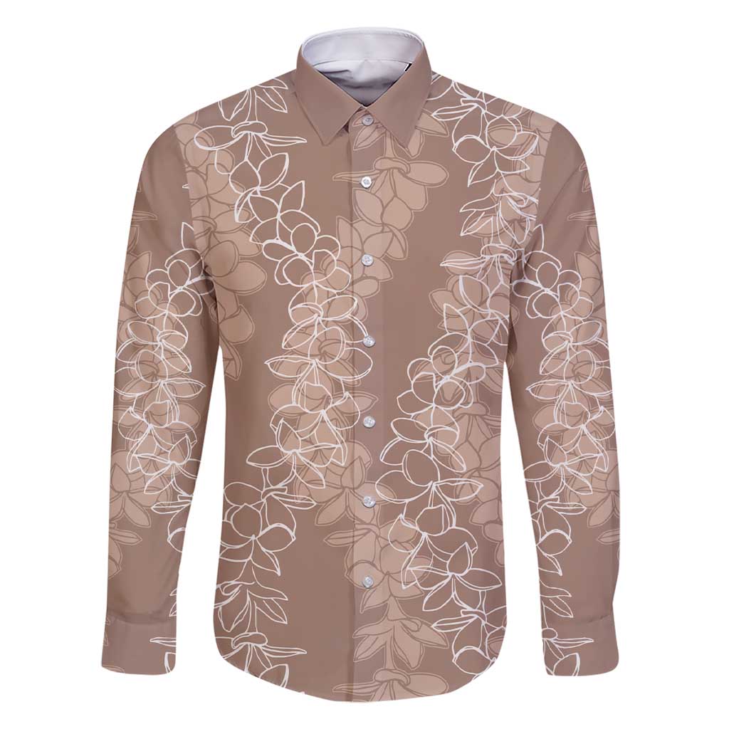 Hawaii Plumeria Lei Family Matching Short Sleeve Bodycon Dress and Hawaiian Shirt Aloha Festive Vibe - Beige LT7 Dad's Shirt - Long Sleeve Beige - Polynesian Pride