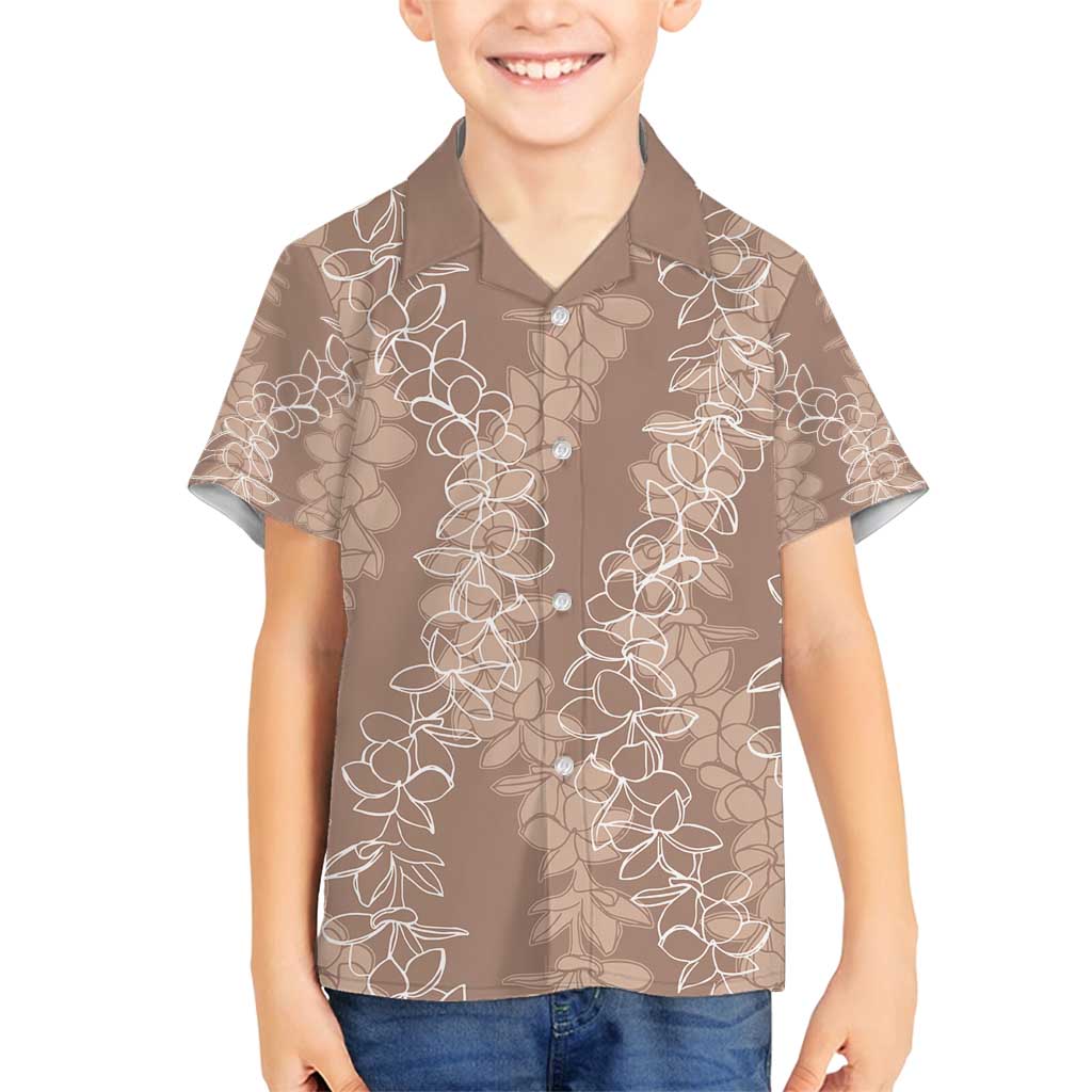 Hawaii Plumeria Lei Family Matching Tank Maxi Dress and Hawaiian Shirt Aloha Festive Vibe - Beige