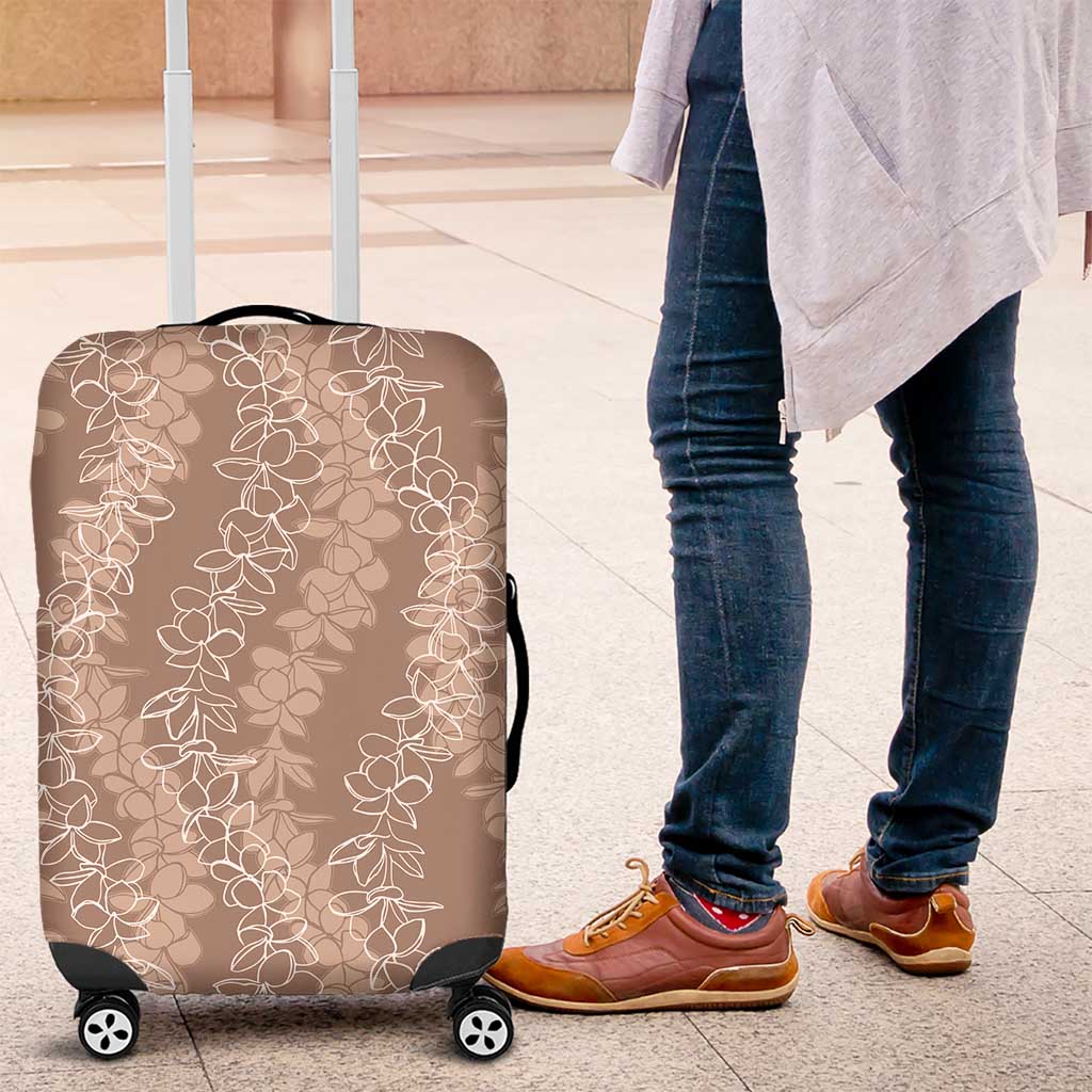 Hawaii Plumeria Lei Luggage Cover Aloha Festive Vibe - Beige