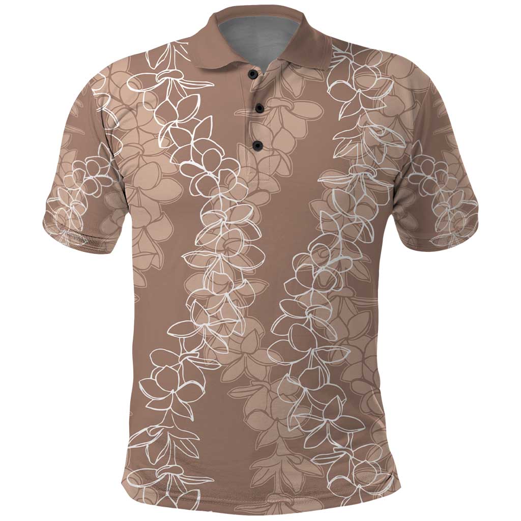 Hawaii Plumeria Lei Polo Shirt Aloha Festive Vibe - Beige