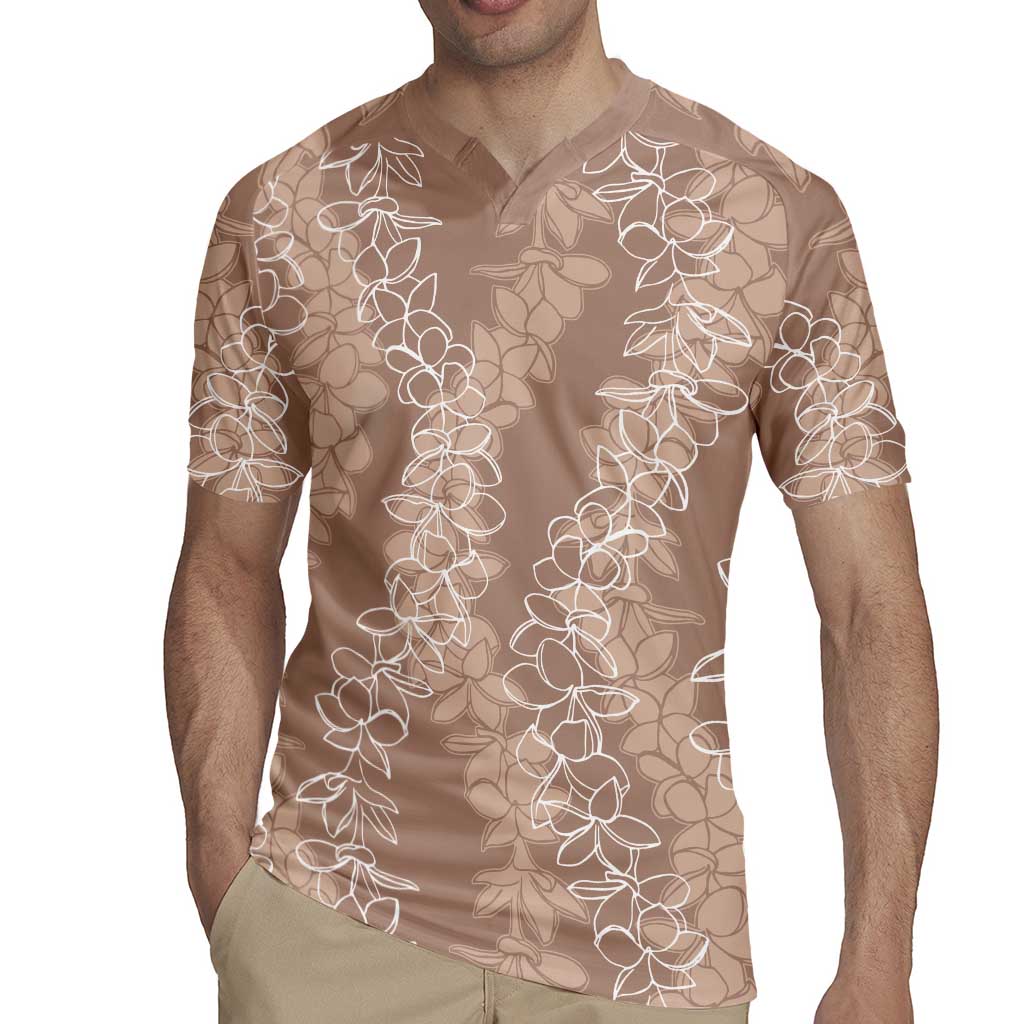 Hawaii Plumeria Lei Rugby Jersey Aloha Festive Vibe - Beige