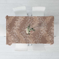 Hawaii Plumeria Lei Tablecloth Aloha Festive Vibe - Beige