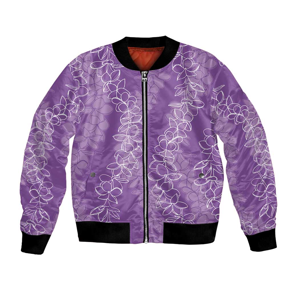 Hawaii Plumeria Lei Bomber Jacket Aloha Festive Vibe - Violet