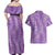 Hawaii Plumeria Lei Couples Matching Off Shoulder Maxi Dress and Hawaiian Shirt Aloha Festive Vibe - Violet