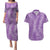 Hawaii Plumeria Lei Couples Matching Puletasi and Hawaiian Shirt Aloha Festive Vibe - Violet