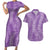 Hawaii Plumeria Lei Couples Matching Short Sleeve Bodycon Dress and Hawaiian Shirt Aloha Festive Vibe - Violet